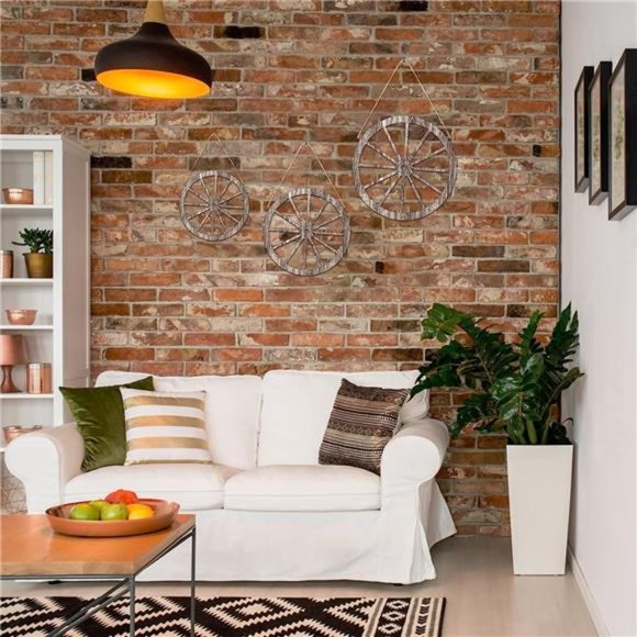 3 Pcs Wooden Wagon Wheel Decor 12/10/8 Inch Old Western Western Wall Decor - Picture 6 of 6